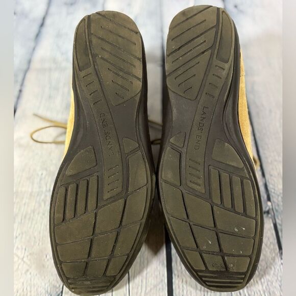 Lands End Classic Camel Brown Suede Lace Up Preppy Casual Chukka Ankle Boots 7 - Picture 4 of 8